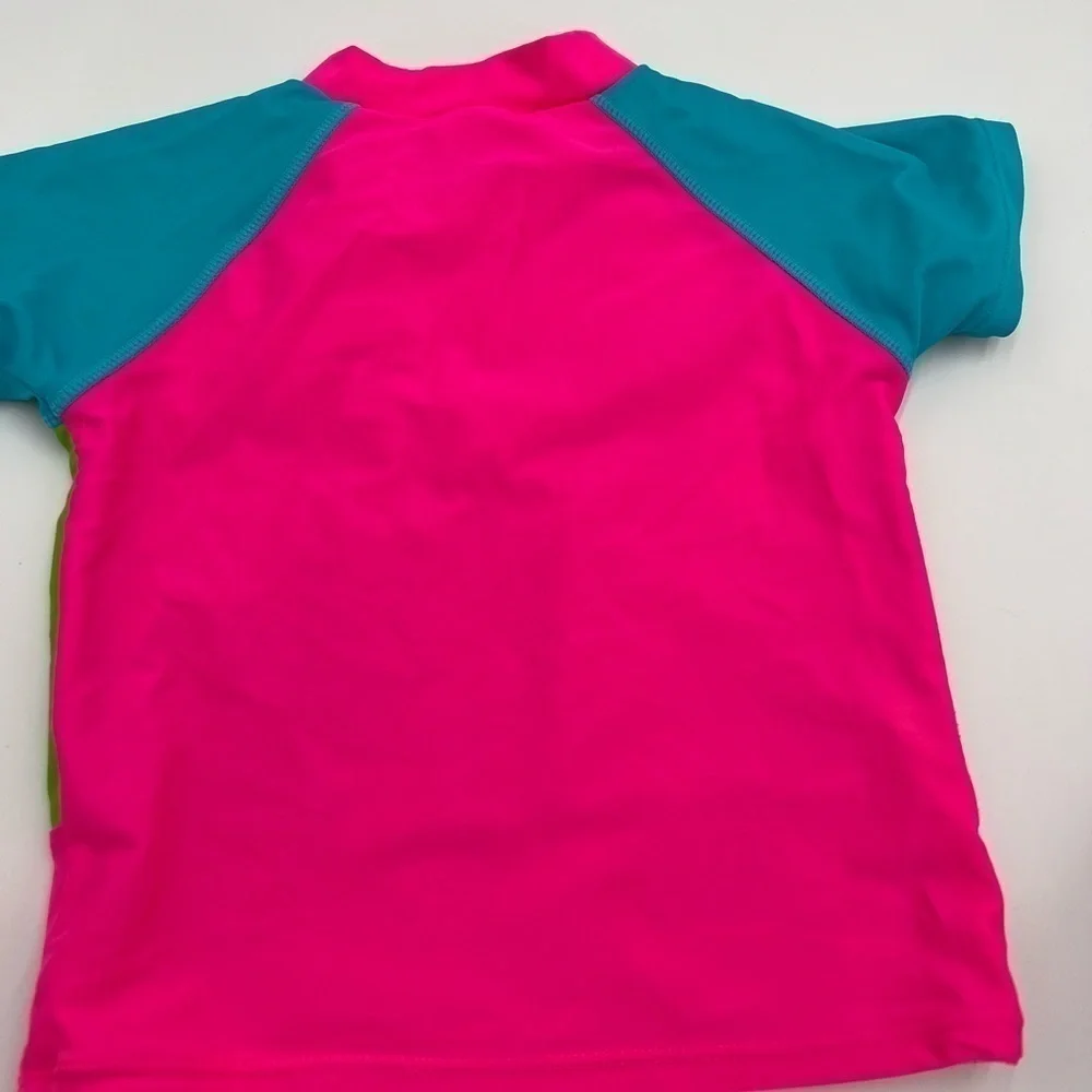 Kavkas  Girl Swimsuit Pink 2 Piece Bathing Suit Cute Short Sleeve Rash Guard